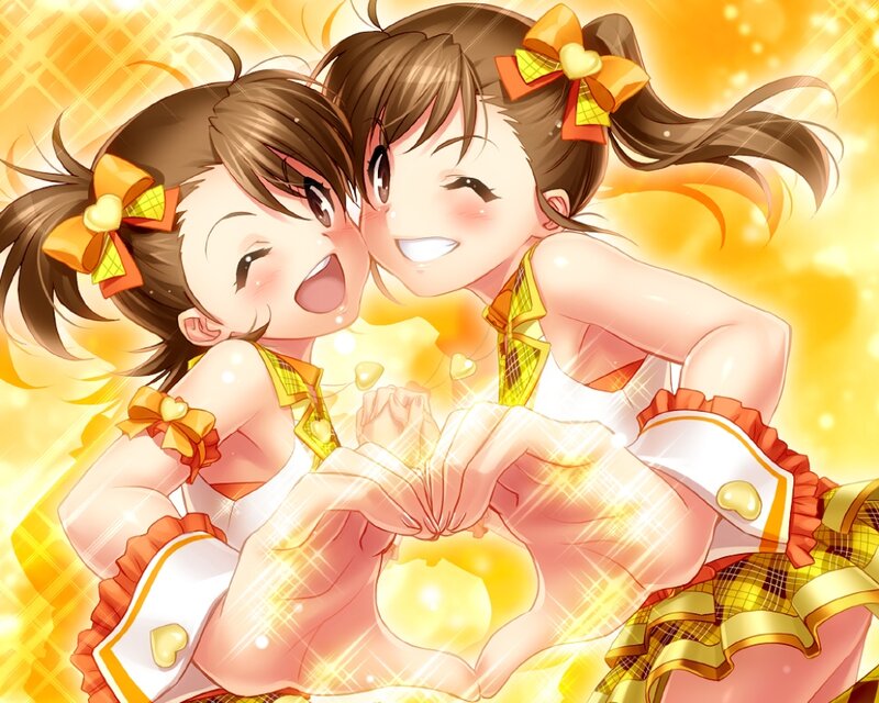 Two Girls Making Heart — Yellow