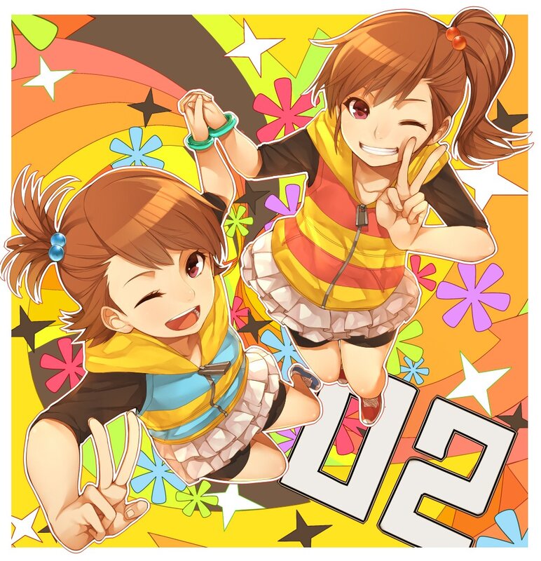 two girls making peace signs