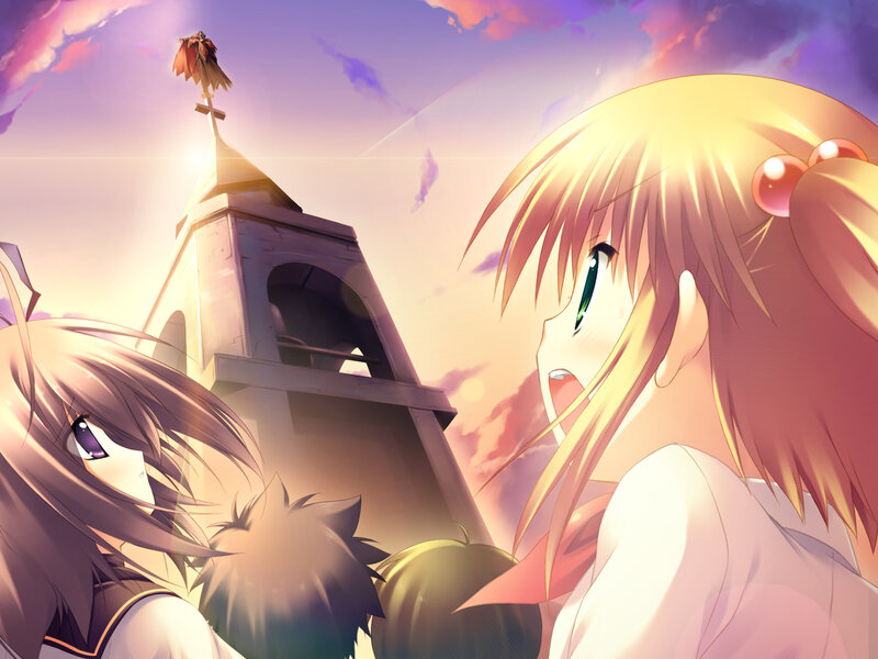 Two Girls Near a Bell Tower