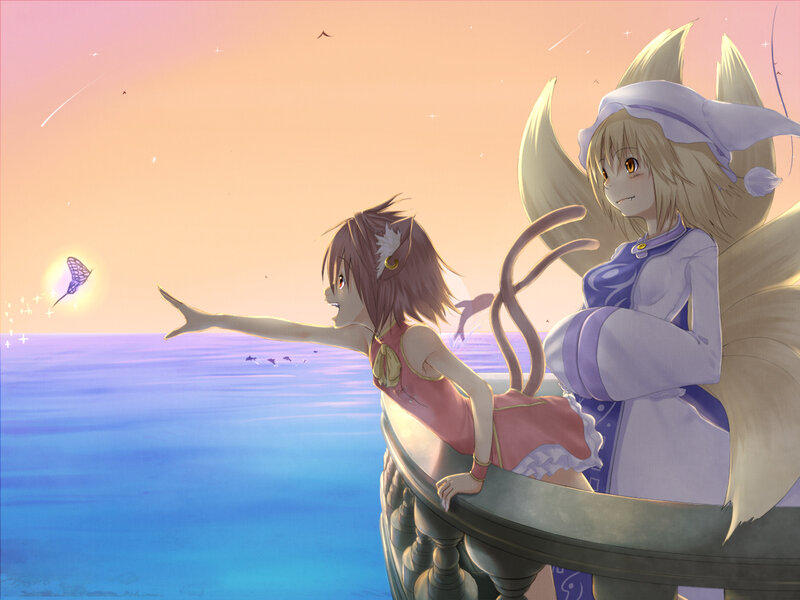 Two Girls on a Balcony — Blue, Serene