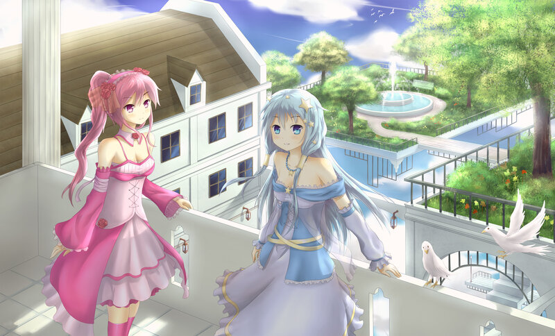 Two Girls on a Balcony — Pink