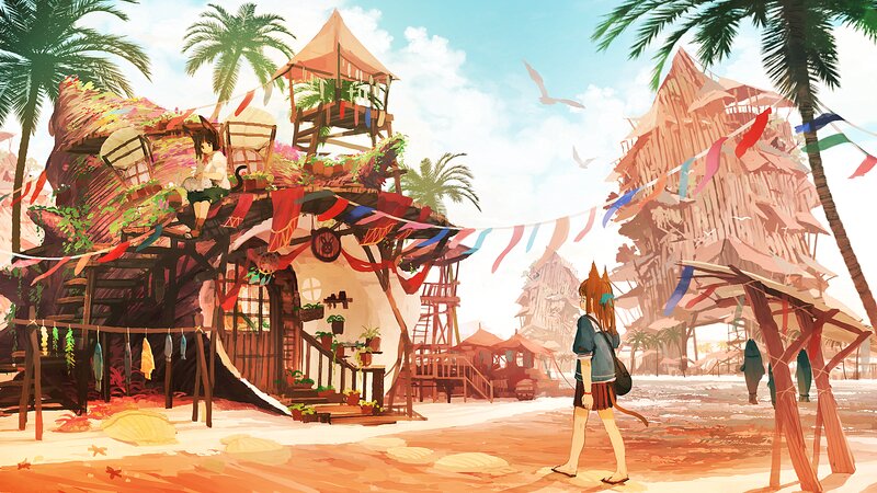 Two Girls on a Beach — Orange, Serene