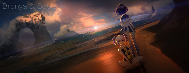 Two Girls on a Beach — Orange