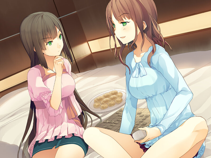 Two Girls on a Bed — Brown