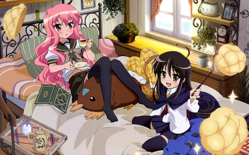 Two Girls on a Bed — Pink, Cheerful, Morning