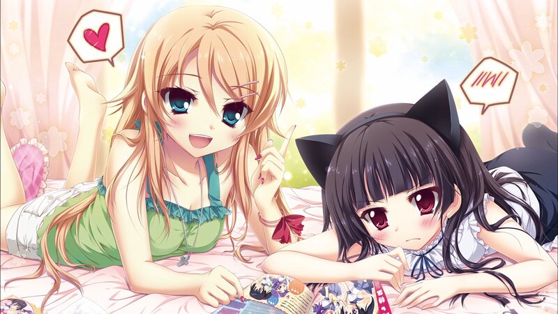 Two Girls on a Bed — Pink, Cheerful