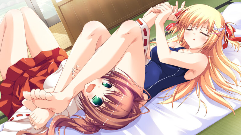 Two Girls on a Bed — White, Relaxed