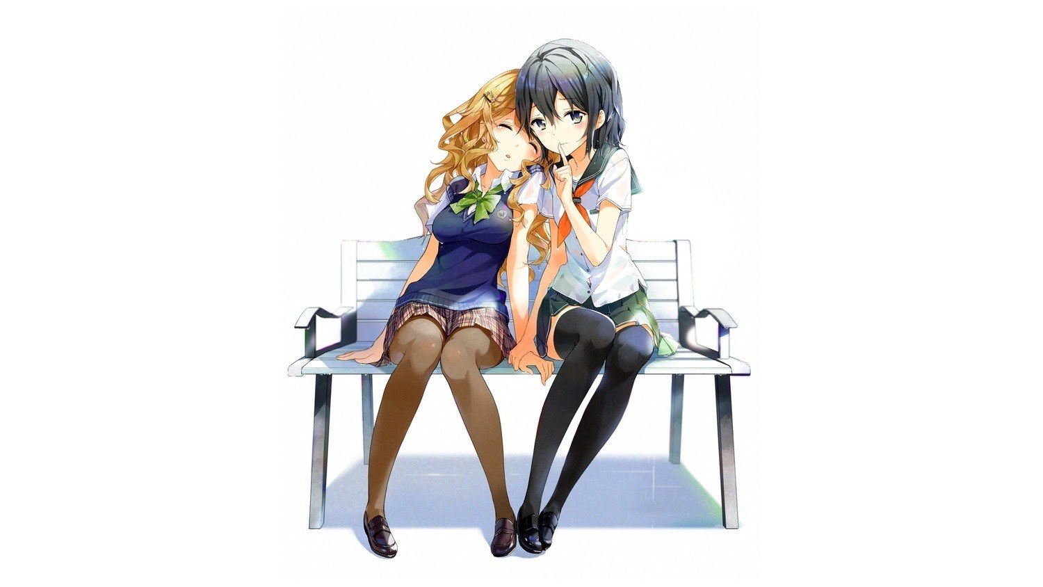 two girls on a bench