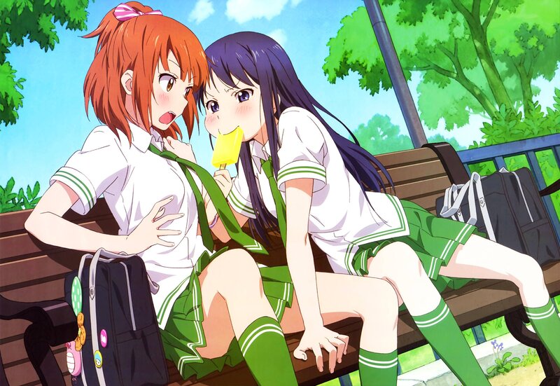 Two girls on a bench
