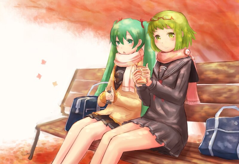 Two Girls on a Bench — Green, Calm