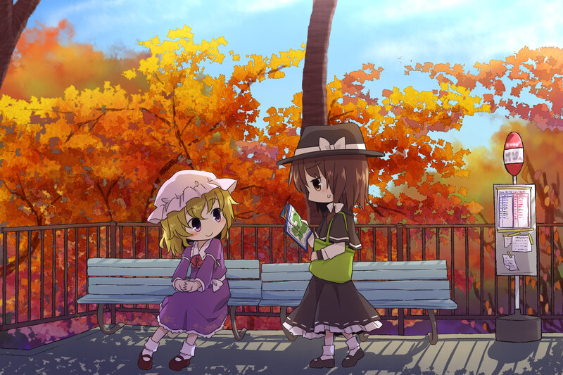 Two Girls on a Bench — Orange, Serene