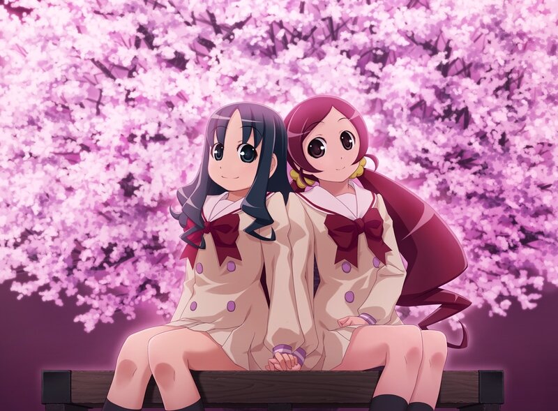 Two Girls on a Bench — Pink