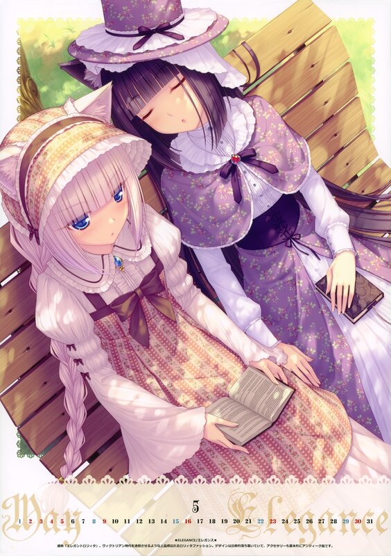Two Girls on a Bench — Purple, Serene, Afternoon