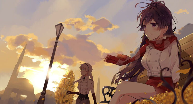 Two Girls on a Bench — Yellow, Serene