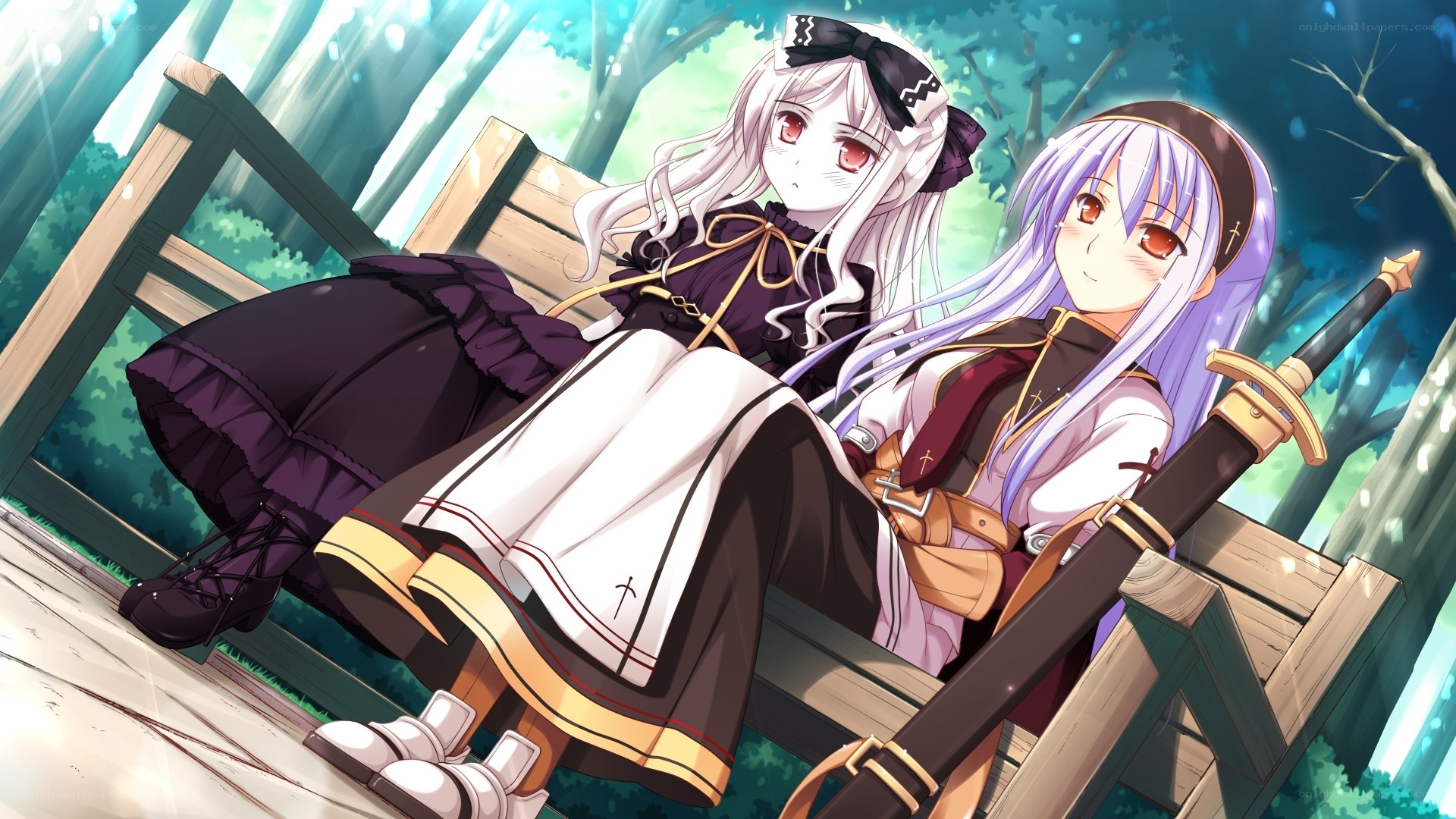Two girls on a bench