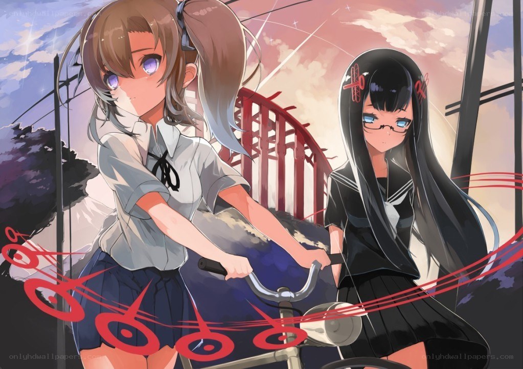 Two girls on a bicycle