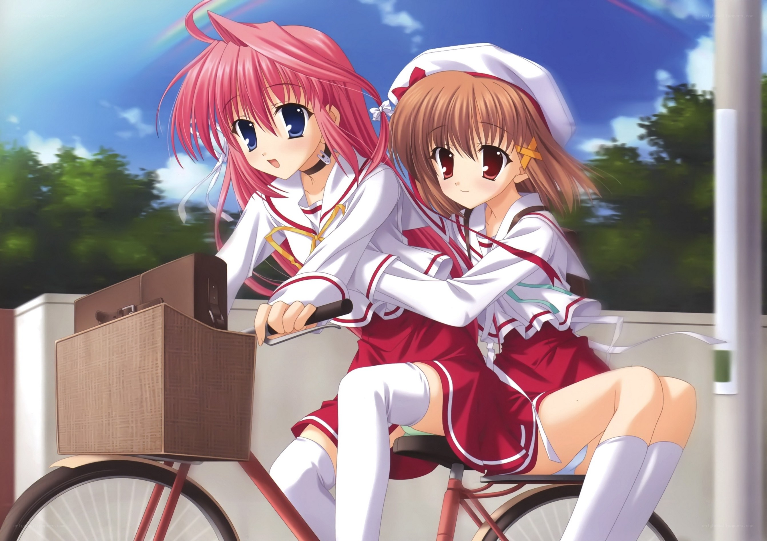 Two girls on a bicycle