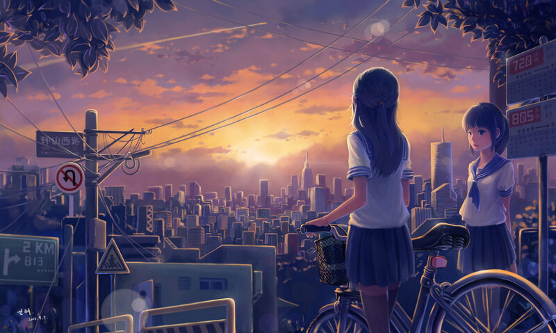 Two Girls on a Bike
