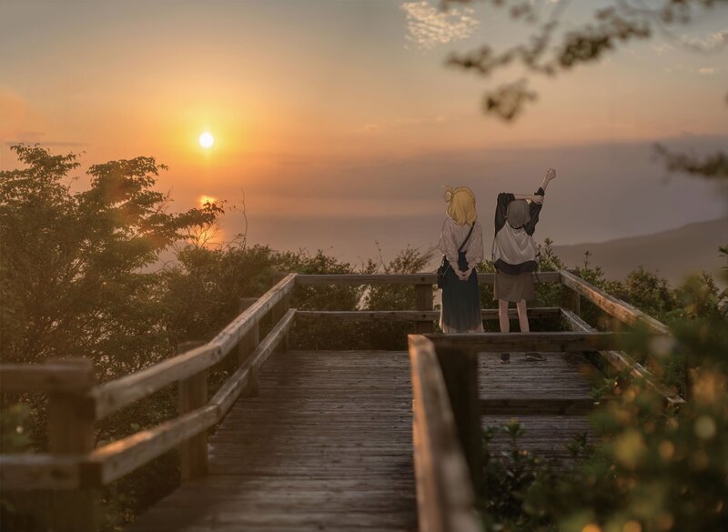 Two Girls on a Boardwalk