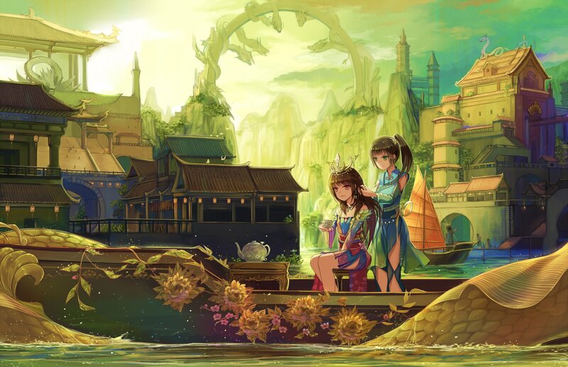 Two Girls on a Boat — Green