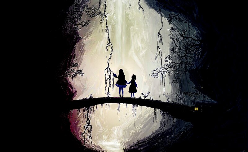 Two Girls on a Bridge — Black