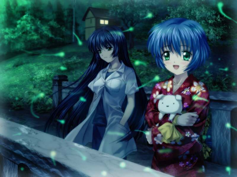Two Girls on a Bridge — Blue