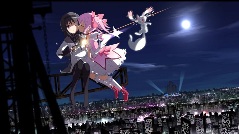 Two Girls on a Bridge — Purple, Dramatic, Night