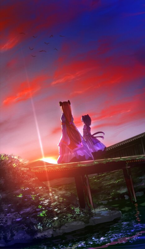 Two Girls on a Bridge — Red, Dramatic
