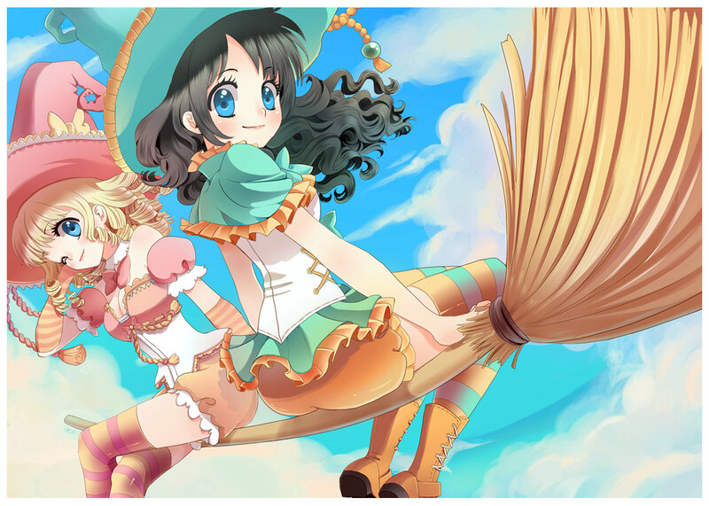 Two Girls on a Broom