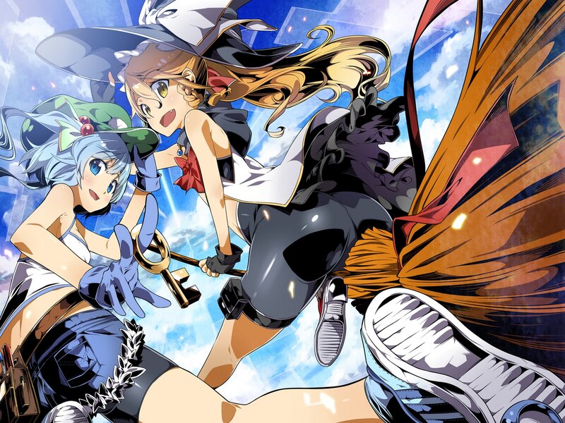 Two Girls on a Broomstick — Blue