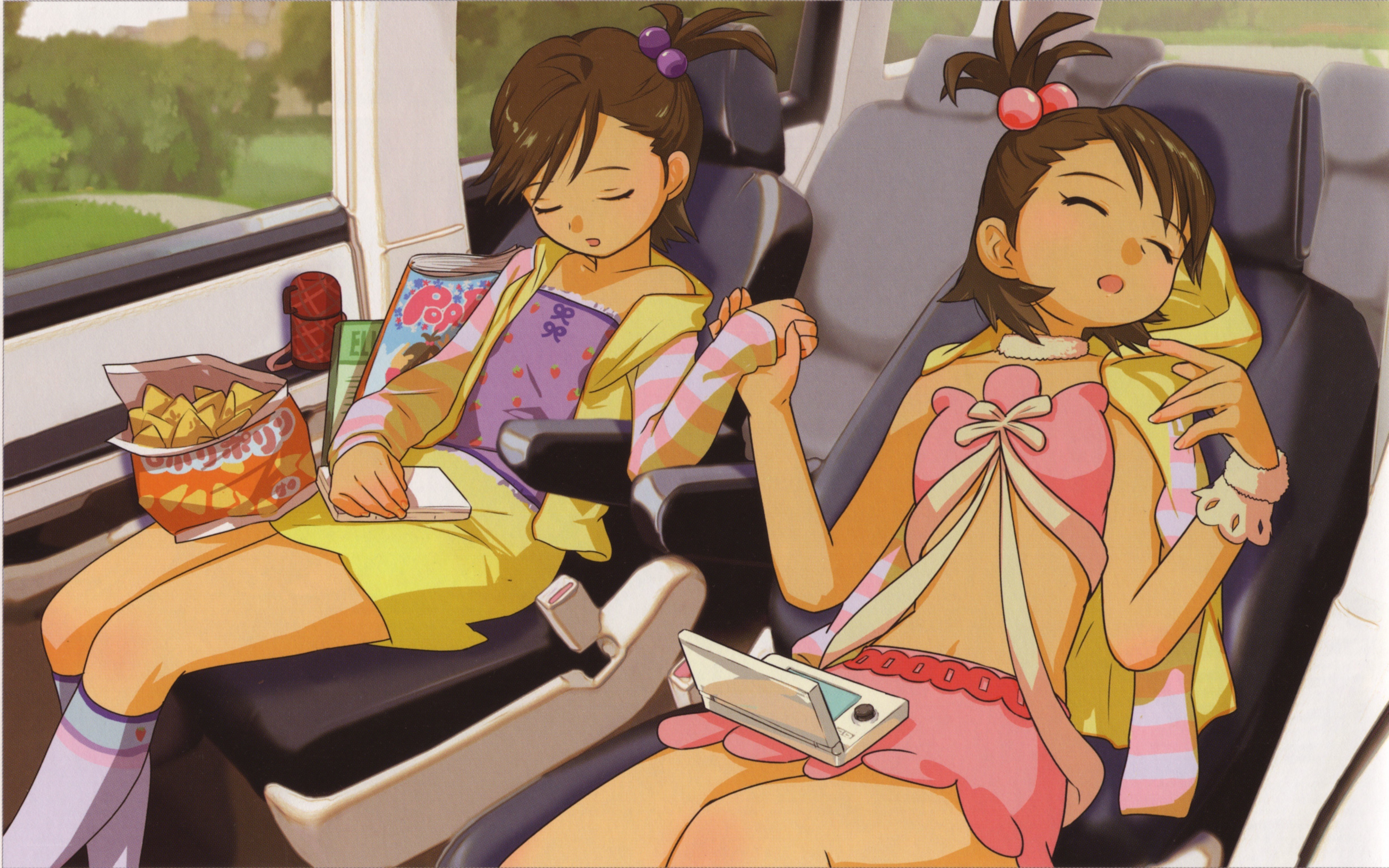 Two girls on a bus