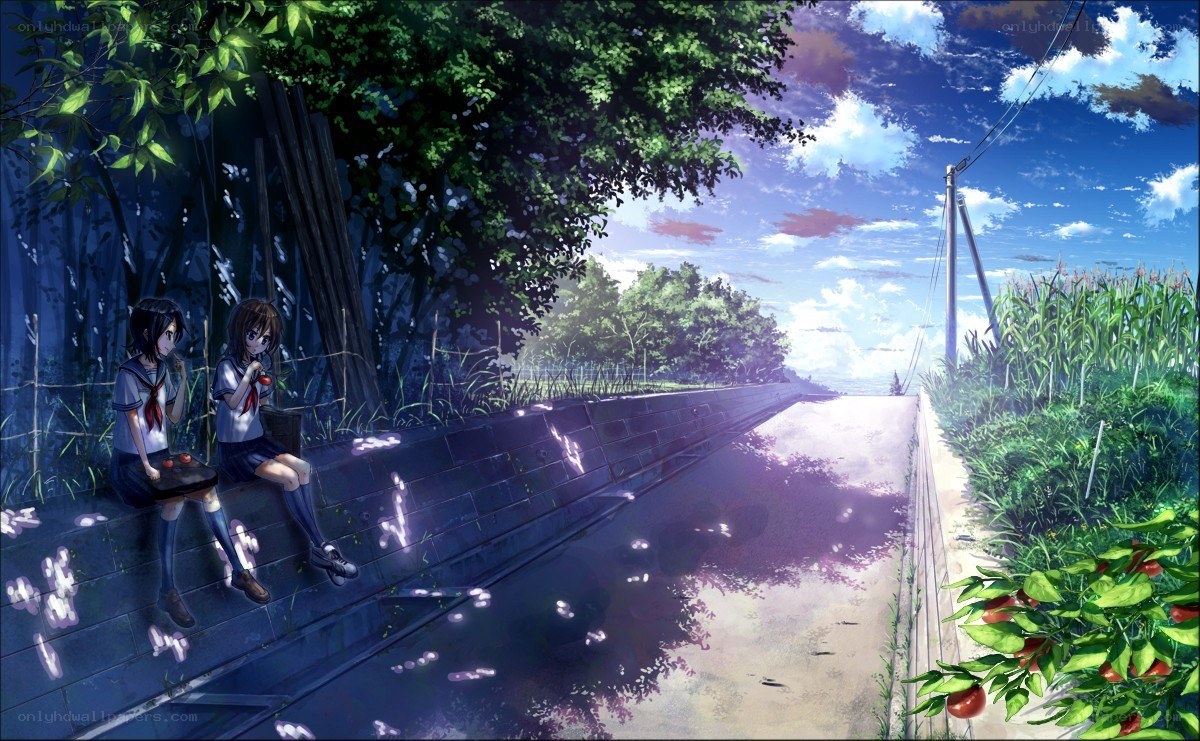 Two girls on a canal path