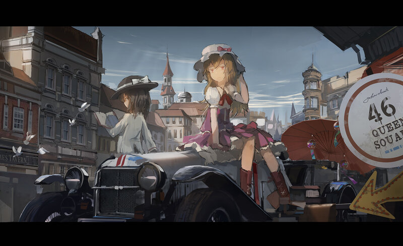 Two Girls on a Car