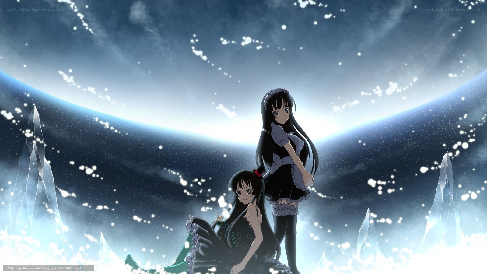 Two girls on a celestial landscape