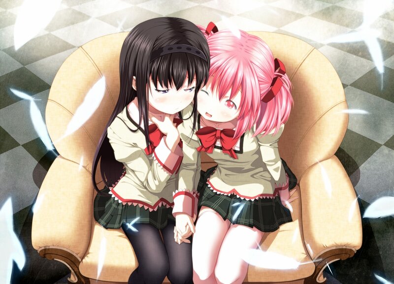 Two Girls on a Chair — Pink