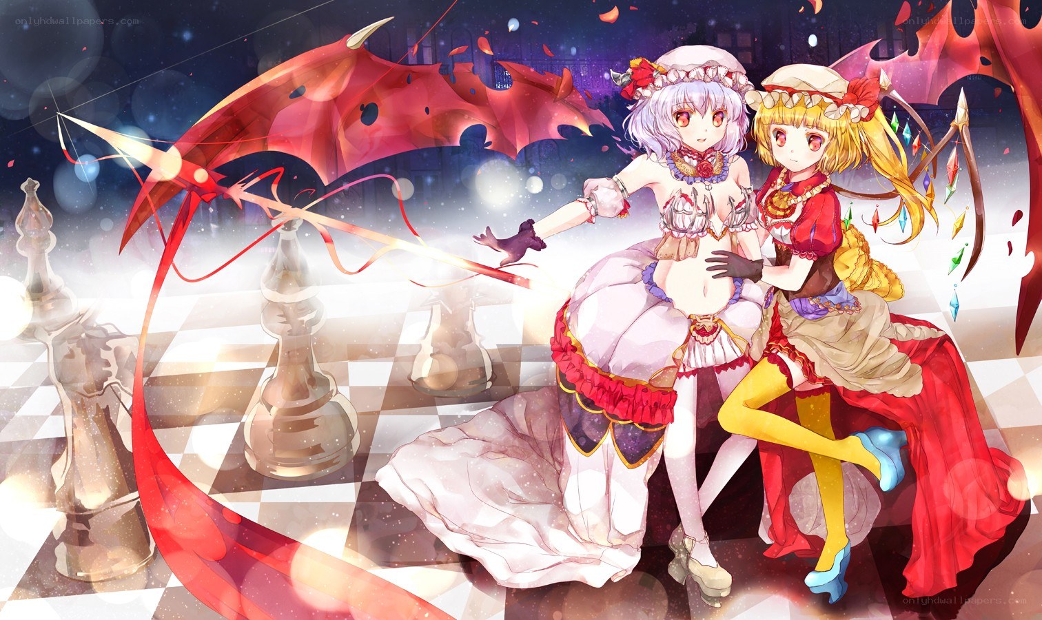 Two girls on a chessboard