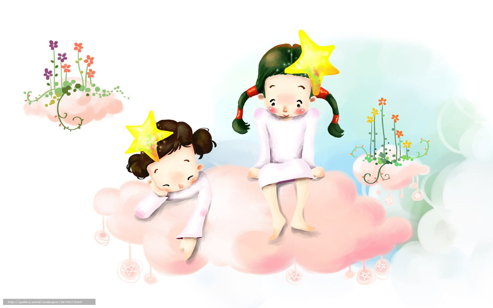 Two girls on a cloud