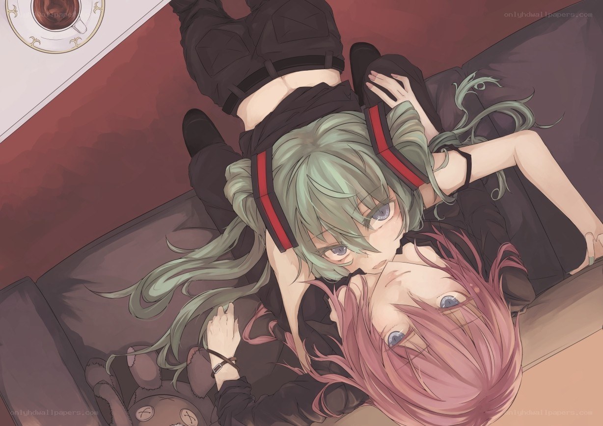 Two girls on a couch