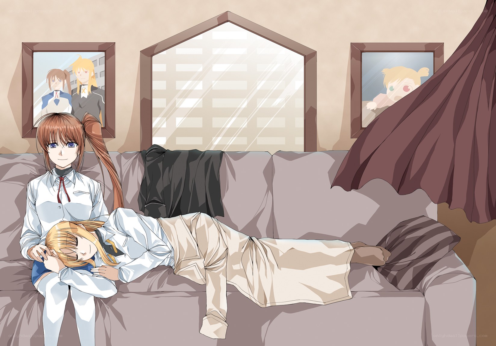 Two girls on a couch