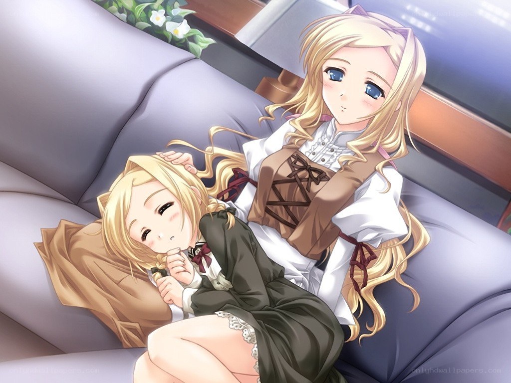 Two girls on a couch