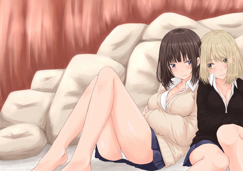 Two Girls on a Couch — Beige