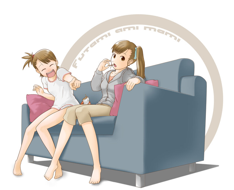 Two Girls on a Couch — Blue