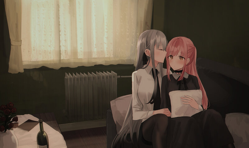Two Girls on a Couch — Gray