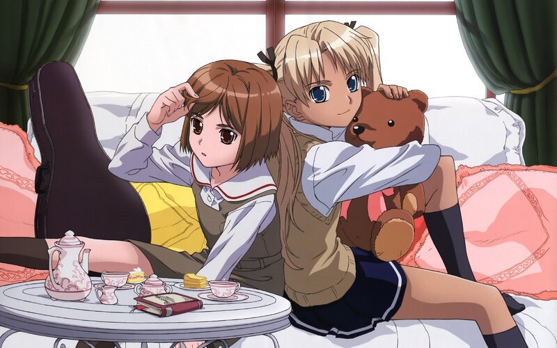 Two Girls on a Couch — White