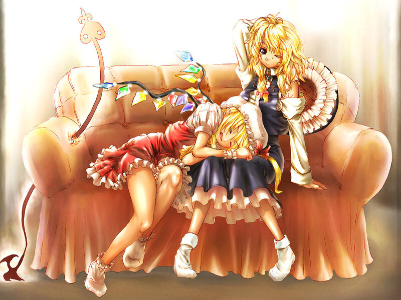 Two Girls on a Couch — Yellow