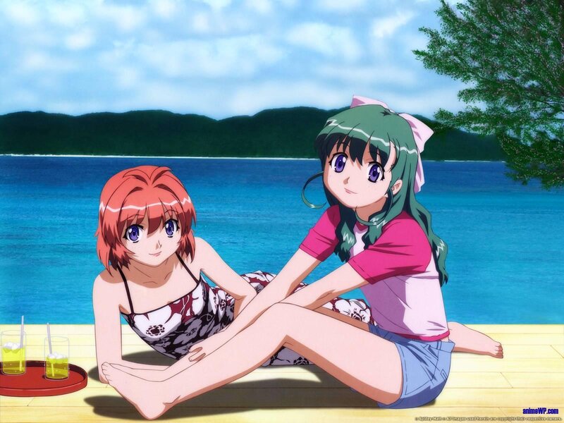 Two Girls on a Dock — Blue