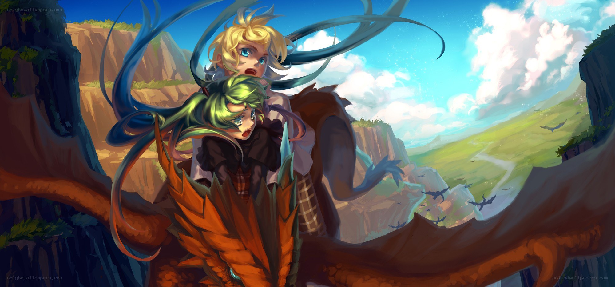 Two girls on a dragon