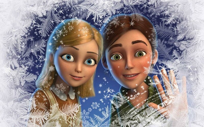 Two Girls on a Frosty Window