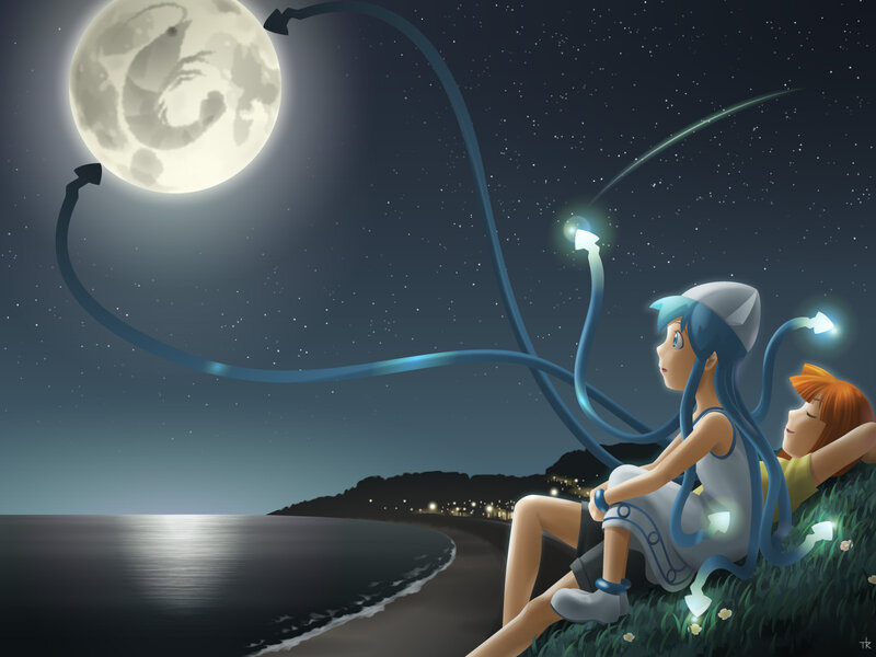 Two Girls on a Hill — Blue