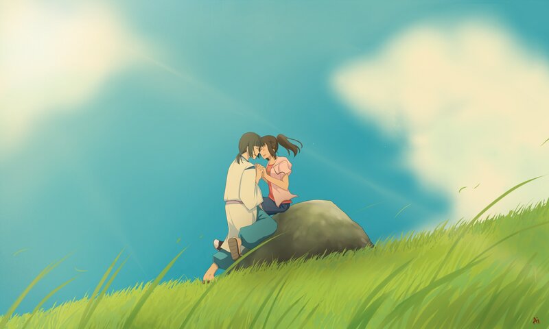 Two Girls on a Hill — Green
